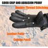 imageOZERO Ski Gloves Men WomenUnder 40F Cowhide Leather Palm Waterproof Warm Winter Snowboard Womens Mens Gloves for Cold Weather Black Large