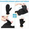 imageOZERO Winter Gloves Fingerless Convertible Mittens Thermal Polar Fleece Insulated Lining Windproof Warm for Men WomenBlack