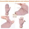 imageOZERO Winter Gloves Fingerless Convertible Mittens Thermal Polar Fleece Insulated Lining Windproof Warm for Men WomenPink