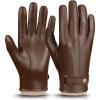 imageOZERO Mens Winter Gloves Nappa Leather Warm Wool Touchscreen Dress Glove  Thermal Gifts for Dad or HusbandBrown