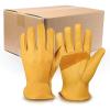 imageOZERO Pack of 36 Pairs Leather Work Gloves Flex Grip Stretchable Tough Cowhide Work Gloves
