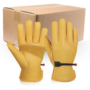 imageOZERO 36 Pairs Leather Work Gloves for Men Women Gardening Cowhide Leather Working Gloves for Heavy Duty