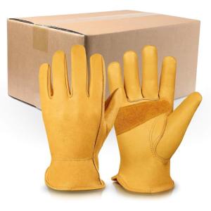 imageOZERO Pack of 36 Pairs Leather Work Gloves Flex Grip Stretchable Tough Cowhide Work Gloves
