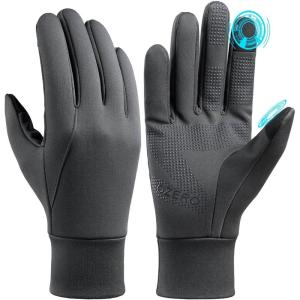 imageOZERO Winter Touchscreen Gloves for Men Warm Running Gloves Windproof Water Resistant  Lightweight Thermal Glove for Hiking Cycling DrivingGrey