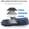 imageOZERO 932F Heat Resistant Welding Gloves 16 inches Cowhide Leather  Long Sleeve and Insulated Lining BBQ Glove for Tig WelderMigGrillBarbecueStove BlackgrayGray 14inch