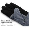 imageOZERO 932F Heat Resistant Welding Gloves 16 inches Cowhide Leather  Long Sleeve and Insulated Lining BBQ Glove for Tig WelderMigGrillBarbecueStove BlackgrayBlackgray 14inch