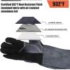 imageOZERO 932F Heat Resistant Welding Gloves 16 inches Cowhide Leather  Long Sleeve and Insulated Lining BBQ Glove for Tig WelderMigGrillBarbecueStove BlackgrayBlackgray 16inch