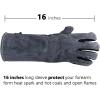 imageOZERO 932F Heat Resistant Welding Gloves 16 inches Cowhide Leather  Long Sleeve and Insulated Lining BBQ Glove for Tig WelderMigGrillBarbecueStove BlackgrayBlackgray 16inch