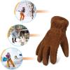 imageOZERO Work Gloves Winter Insulated Snow Cold Proof Leather Glove Thick Thermal Imitation Lambswool  Extra Grip Flexible Warm for Working in Cold Weather for Men and Women GoldLargeBrown