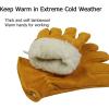 imageOZERO Work Gloves Winter Insulated Snow Cold Proof Leather Glove Thick Thermal Imitation Lambswool  Extra Grip Flexible Warm for Working in Cold Weather for Men and Women GoldLargeGold  Pack of 2