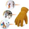 imageOZERO Work Gloves Winter Insulated Snow Cold Proof Leather Glove Thick Thermal Imitation Lambswool  Extra Grip Flexible Warm for Working in Cold Weather for Men and Women GoldLargeGold