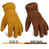 imageOZERO Work Gloves Winter Insulated Snow Cold Proof Leather Glove Thick Thermal Imitation Lambswool  Extra Grip Flexible Warm for Working in Cold Weather for Men and Women GoldLargeGold