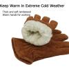 imageOZERO Work Gloves Winter Insulated Snow Cold Proof Leather Glove Thick Thermal Imitation Lambswool  Extra Grip Flexible Warm for Working in Cold Weather for Men and Women GoldLargeBrown