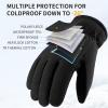 imageWinter Gloves for Men Women 20F Thermal Warm Deerskin Polar Fleece Cotton GloveDenimblack