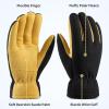 imageWinter Gloves for Men Women 20F Thermal Warm Deerskin Polar Fleece Cotton GloveTanblack