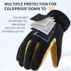 imageWinter Gloves for Men Women 20F Thermal Warm Deerskin Polar Fleece Cotton GloveTanblack