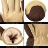 imageWinter Work Gloves Deerskin Leather Insulated Glove Thick Thermal Polar Fleece Warm for Driving Snow Working in Cold Weather for Women and Men Brown Large