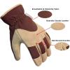 imageWinter Work Gloves Deerskin Leather Insulated Glove Thick Thermal Polar Fleece Warm for Driving Snow Working in Cold Weather for Women and Men Brown Large