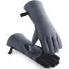 imageOZERO 932F Heat Resistant Welding Gloves 16 inches Cowhide Leather  Long Sleeve and Insulated Lining BBQ Glove for Tig WelderMigGrillBarbecueStove BlackgrayBlackgray 16inch
