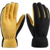 imageWinter Gloves for Men Women 20F Thermal Warm Deerskin Polar Fleece Cotton GloveTanblack