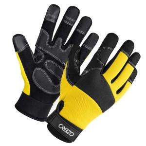 imageOZERO Work Gloves Synthetic Leather Gardening Glove for Women and Men YellowLargeYellow
