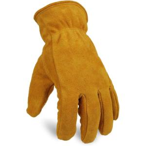 imageOZERO Work Gloves Winter Insulated Snow Cold Proof Leather Glove Thick Thermal Imitation Lambswool  Extra Grip Flexible Warm for Working in Cold Weather for Men and Women GoldLargeGold