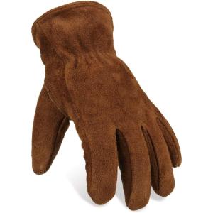 imageOZERO Work Gloves Winter Insulated Snow Cold Proof Leather Glove Thick Thermal Imitation Lambswool  Extra Grip Flexible Warm for Working in Cold Weather for Men and Women GoldLargeBrown