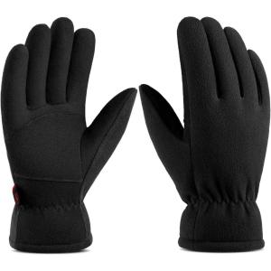 imageWinter Gloves for Men Women 20F Thermal Warm Deerskin Polar Fleece Cotton GloveDenimblack
