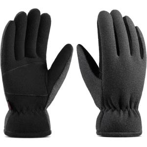 imageWinter Gloves for Men Women 20F Thermal Warm Deerskin Polar Fleece Cotton GloveGreyblack