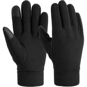 imageOZERO Winter Gloves Men Women Touchscreen Thermal Polar Fleece Warm Glove for Running Driving Bike Cycling BlackBlueGrayBlacktouching Fingertips