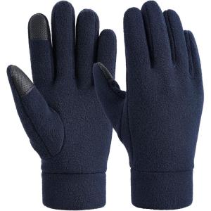 imageOZERO Winter Gloves Men Women Touchscreen Thermal Polar Fleece Warm Glove for Running Driving Bike Cycling BlackBlueGrayBuletouching Fingertips