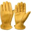 imageOZERO Men ampamp Women Leather Work Gloves Grain Deerskin Garden Gloves for Rubbing JewelryShootingHuntingDrivingRidingYard WorkFarm BlackMGold