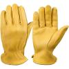 imageOZERO Men ampamp Women Leather Work Gloves Grain Deerskin Garden Gloves for Rubbing JewelryShootingHuntingDrivingRidingYard WorkFarm BlackMGold