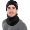 imageMens Winter Hat Beanie Scarf Set Warm Knit Hats Neck Warmer with Thermal Polar Fleece Lining Winter Set for WomenBlackhat  Scarf