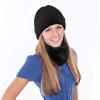 imageMens Winter Hat Beanie Scarf Set Warm Knit Hats Neck Warmer with Thermal Polar Fleece Lining Winter Set for WomenBlackhat  Scarf