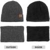 imageMens Winter Hat Beanie Scarf Set Warm Knit Hats Neck Warmer with Thermal Polar Fleece Lining Winter Set for WomenGrayhat  Scarf