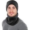 imageMens Winter Hat Beanie Scarf Set Warm Knit Hats Neck Warmer with Thermal Polar Fleece Lining Winter Set for WomenGrayhat  Scarf