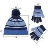 imageOZERO 2Pcs Kids Winter Knit Hat Gloves Set Warm Fleece Lining Thermal Beanie for 38 Year Boys and GirlsBlue