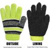 imageOZERO 2Pcs Kids Winter Knit Hat Gloves Set Warm Fleece Lining Thermal Beanie for 38 Year Boys and GirlsGreen