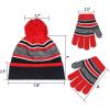imageOZERO 2Pcs Kids Winter Knit Hat Gloves Set Warm Fleece Lining Thermal Beanie for 38 Year Boys and GirlsRed