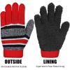 imageOZERO 2Pcs Kids Winter Knit Hat Gloves Set Warm Fleece Lining Thermal Beanie for 38 Year Boys and GirlsRed