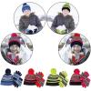 imageOZERO 2Pcs Kids Winter Knit Hat Gloves Set Warm Fleece Lining Thermal Beanie for 38 Year Boys and GirlsRed
