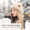 imageOZERO Black Beanies for Women Knit Polar Fleece Lined Slouchy Warm Womens Hats WinterBeige