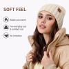 imageOZERO Black Beanies for Women Knit Polar Fleece Lined Slouchy Warm Womens Hats WinterBeige