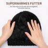 imageOZERO Black Beanies for Women Knit Polar Fleece Lined Slouchy Warm Womens Hats WinterBlack