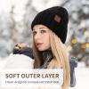 imageOZERO Black Beanies for Women Knit Polar Fleece Lined Slouchy Warm Womens Hats WinterBlack