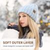 imageOZERO Black Beanies for Women Knit Polar Fleece Lined Slouchy Warm Womens Hats WinterBlue