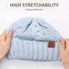 imageOZERO Black Beanies for Women Knit Polar Fleece Lined Slouchy Warm Womens Hats WinterBlue