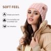 imageOZERO Black Beanies for Women Knit Polar Fleece Lined Slouchy Warm Womens Hats WinterPink