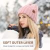 imageOZERO Black Beanies for Women Knit Polar Fleece Lined Slouchy Warm Womens Hats WinterPink